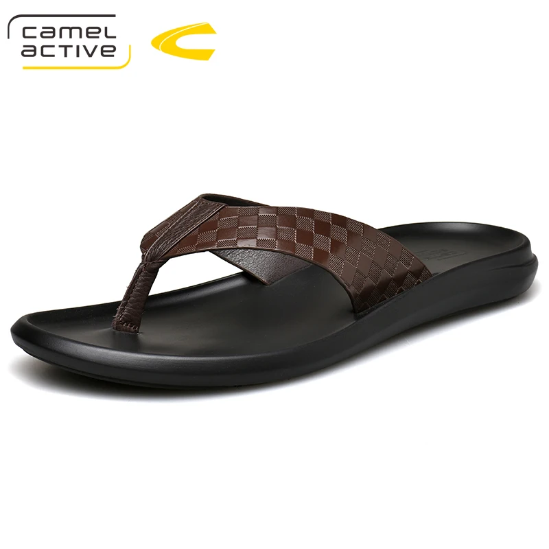 Мужские Пляжные шлепанцы Camel Active коричневые Шлепанцы из натуральной кожи удобная