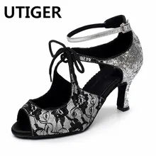 Для женщин латиноамериканские бальные танцы обувь дамы сальса танго, Самба вальс вечерние танцевальные туфли, каблук 6 см 7,5 см 8-10 см; сандалии для девочек