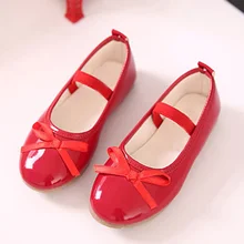 Детская обувь черного и красного цвета; обувь для девочек; обувь принцессы; модная Осенняя детская обувь из лакированной кожи с бантом; босоножки для девочек; CSH207