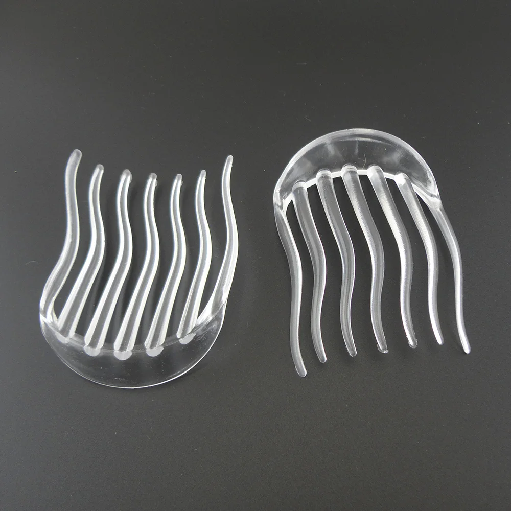 10PCS 6.0cm*8.0cm Clear Small 7teeth Waved teeth Plastic Hair Combs for