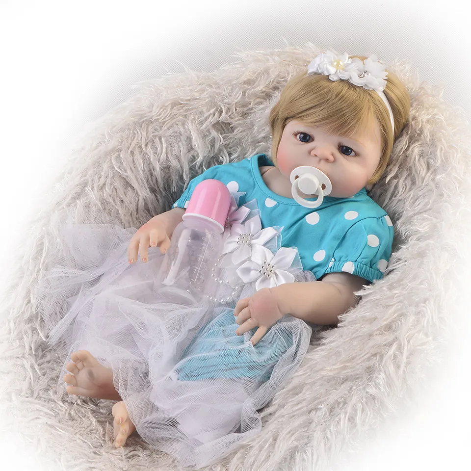 

Fashion 23'' 57 cm Realistic Reborn Girl Doll Full Silicone Body Newborn Baby Doll For Kids Holiday Birthday Gifts Shower Toy