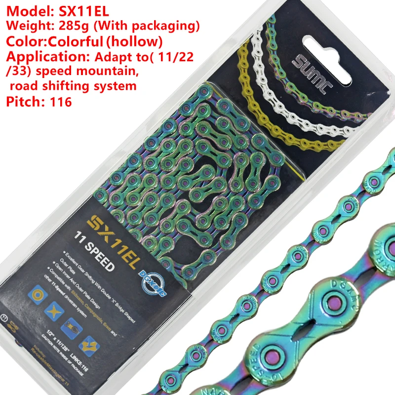 Discount Sumc 116L Gold Bike Chain X8 X9 X10 X10sl X11SL Super Light For 8 9 10 11 12 Speed MTB/Road Bicycle Compatible SRAM 19