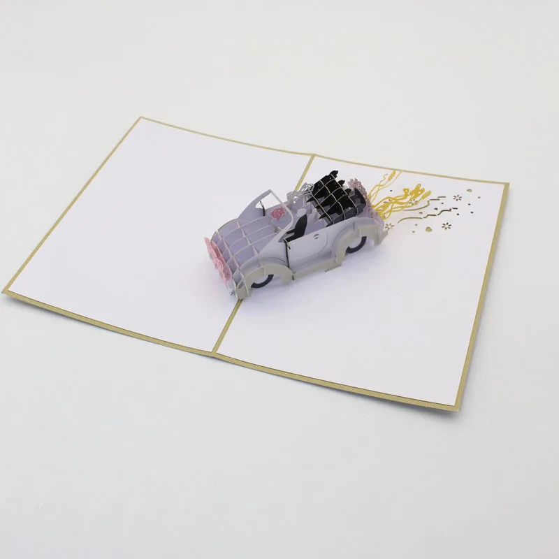  3D laser cut Handmade Fashion Cool Bride and Groom Sports Car Paper Wedding Invitation Greeting Car - 32804042112