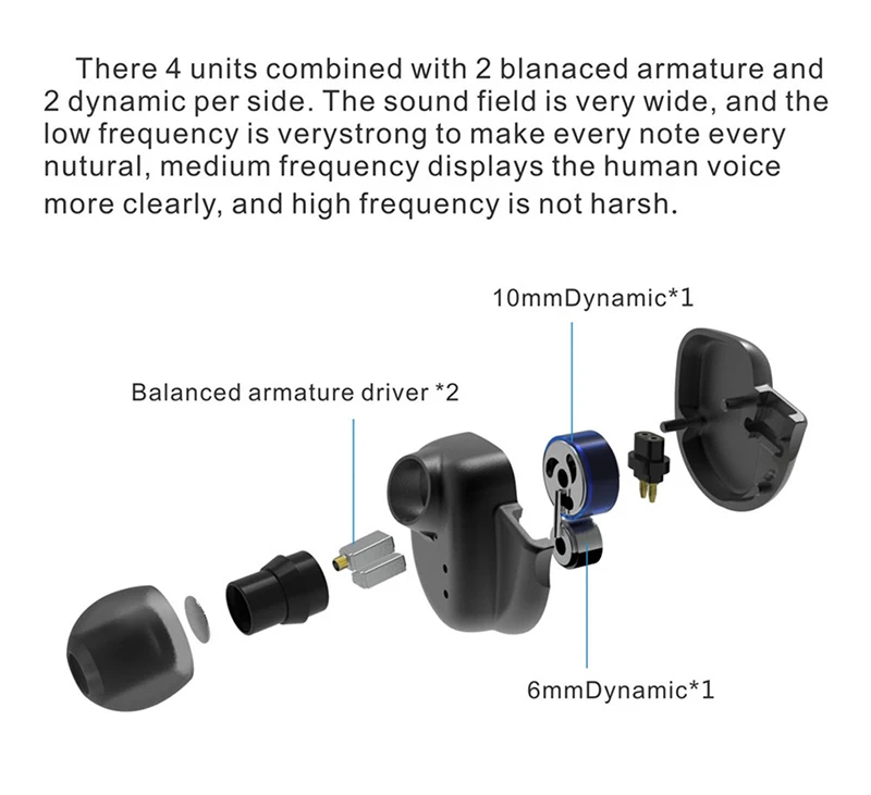 BQEYZ KC2 2BA+ 2DD Гибридный динамический вкладыши гарнитура HIFI диджейский наушник Monito бас бег спортивные fone де ouvido sem fio