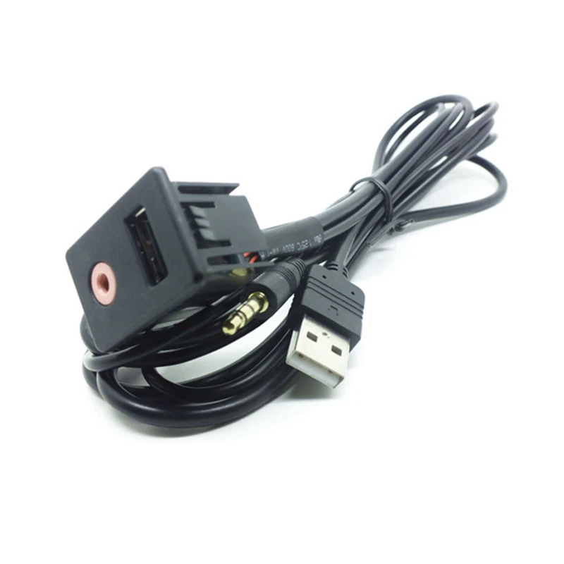 Делаем раскрутку! Автомобильный тире заподлицо USB порт 3,5 мм AUX USB свинцовый Удлинительный кабель жила монтажная панель Разъем для наушников - Название цвета: Черный