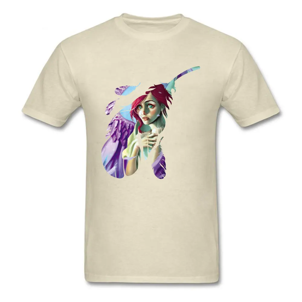 Angel Top T-shirts for Men Normal NEW YEAR DAY Tops & Tees Short Sleeve Coupons Casual T Shirt Crew Neck Pure Cotton Angel beige