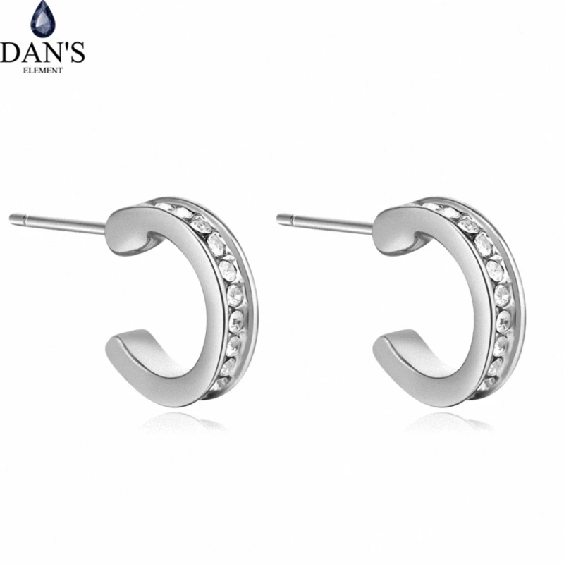 

DAN'S Element Brand Real Austrian Crystals Fashion trendy Dangle Earrings For Women Gift White Gold Color #133271