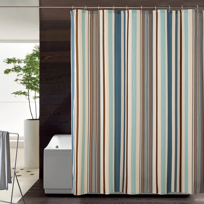 Romantic stripes Романтическая полосатая водостойкая занавеска для душа, утолщенная полиэфирная ткань, занавеска для ванной комнаты, быстросохнущая занавеска rideau de douche - Цвет: Romantic stripes