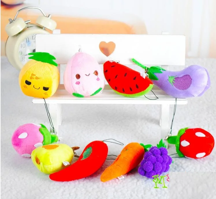 10Pcs Lot plush toys Small Pendant Fruit vegetables Series Model gift Watermelon grapes