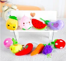 10Pcs Lot plush toys Small Pendant Fruit vegetables Series Model gift Watermelon grapes