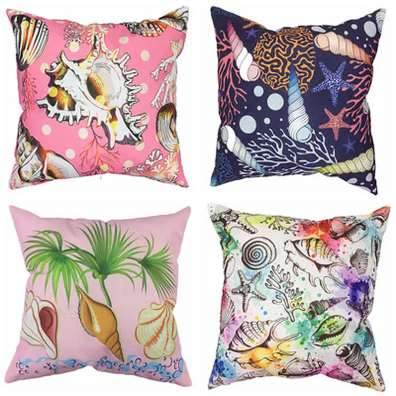 2019 Factory direct explosion models home square pillowcase marine conch beach linen sofa pillow car seat lumbar cushion cover | Дом и сад