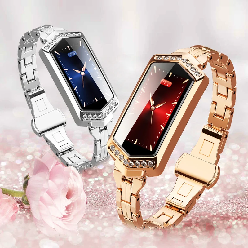 

Men and women smart bracelet HD color diamond diamond-shaped diamond belt heart rate GPS step couple bracelets For Android iOS