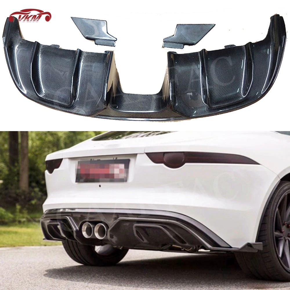 

Carbon Fiber Rear Lip Spoiler Diffuser Middle Exhaust Pipe Outlet for Jaguar F Type 2 Door 2015 2016 2017 2018 2019 3 PCS/SET