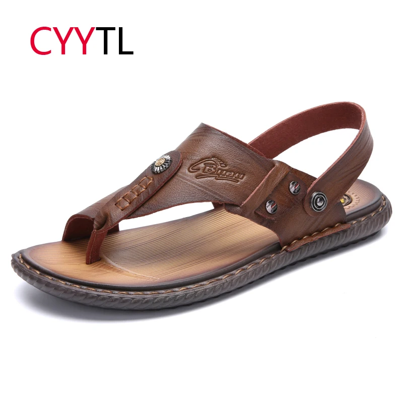 CYYTL Men Sandals 2019 Summer Shoes Leather Flip Flops Slippers Outdoor Beach Casual Male Water Sneakers Roman Sandalias Hombre CYYTL Men Sandals 2019 Summer Shoes Leather Flip Flops Slippers Outdoor Beach Casual Male Water Sneakers Roman Sandalias Hombre