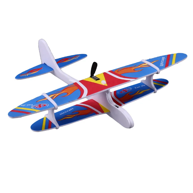 

New Foam Electric Aircraft Hand Throw Charging Biplane Model Anti Spin Gyroplane Model Gift Toy Vehicles Force Control Fighter