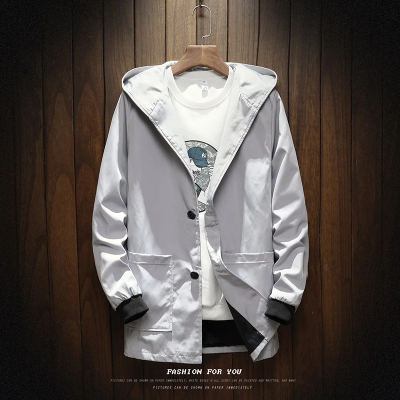 Autumn men's jacket Solid color coat men Plus size Male jacket hip-hop casual hooded Autumn men's jacket Solid color coat men Plus size Male jacket hip-hop casual hooded