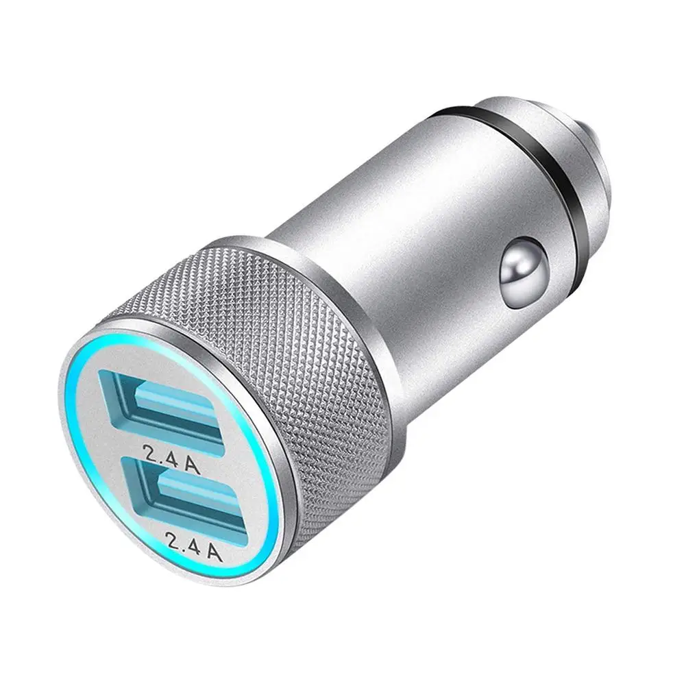 

Universal Fast Charging Metal 12-24V Dual USB Ports 2.4A Fast Car Charger for Phone Tablet