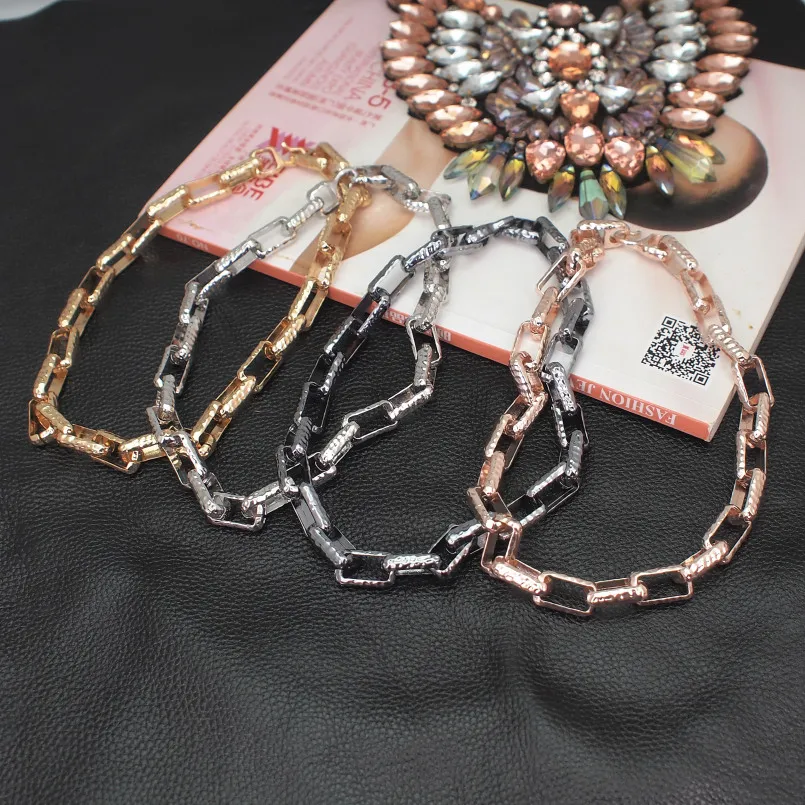 Ожерелье-чокер с металлической грубой цепочкой для женщин, Трендовое ожерелье из цинкового сплава, ожерелье-воротник, ювелирное изделие в подарок, UKMOC