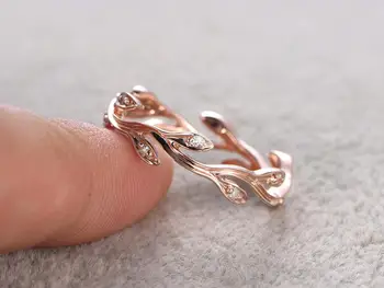 

Huitan Fashion Jewelry Rose Gold Color Olive Branch Ring For Women Delicate Party Jewelry Birthday Gift For Wife Prevent Allergy