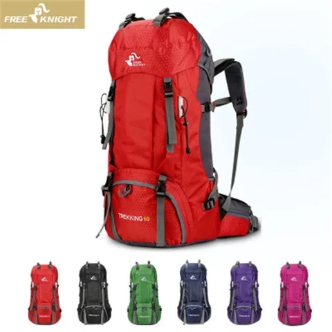 Acampamento ao ar Mochila com Capa de Chuva à Prova Água para Montanhismo Bolsa de Esportes Livre Dwaterproof Caminhadas Mochilas Molle Escalada 60l