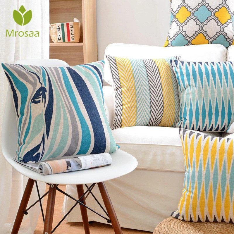 de cojín de estilo nórdico, cojines almohadones decorativos estampado Floral amarillo gris, fundas de cojín para el hogar, decoración para sofá|Funda de cojín| - AliExpress