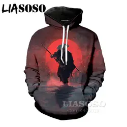 LIASOSO 2018 Новый 3D печати женские и мужские с капюшоном темно-воин Прохладный системы пожаротушения дизайн 3D печати с капюшоном 09