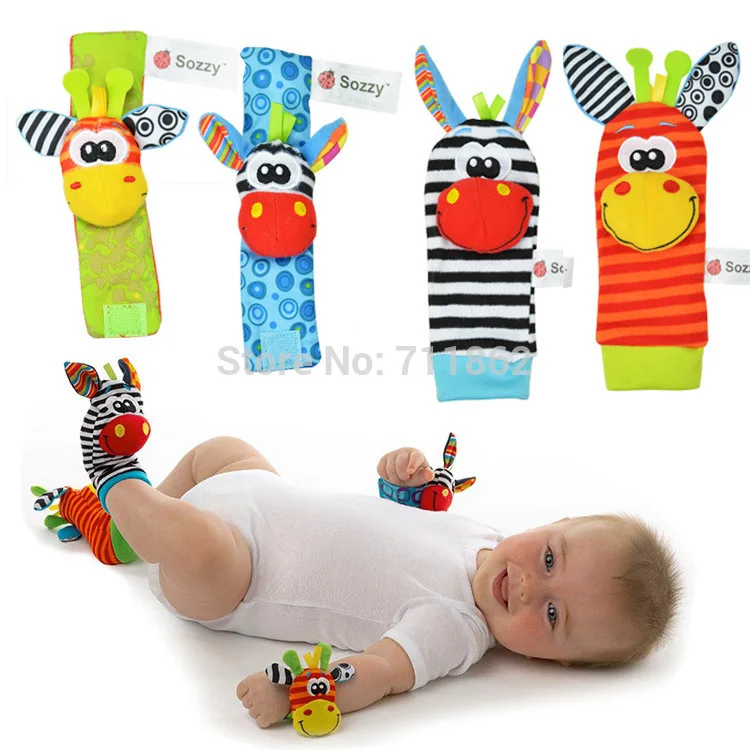 Sozzy 4pcs 2pcs waist 2pcs socks Infant font b Baby b font Kids Sock rattle toys
