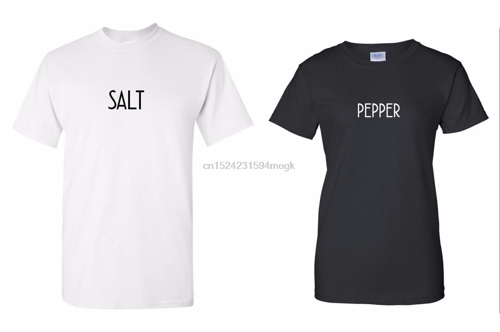 Salt Pepper T Shirts Set Funny Halloween Costume Matching Couple Short