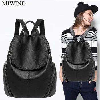 

Free Shipping MIWIND Women Sheepskin Backpacks Softback Bags Brand Name Bag Casual Fashion Backpacks Girls Backpack WUB063
