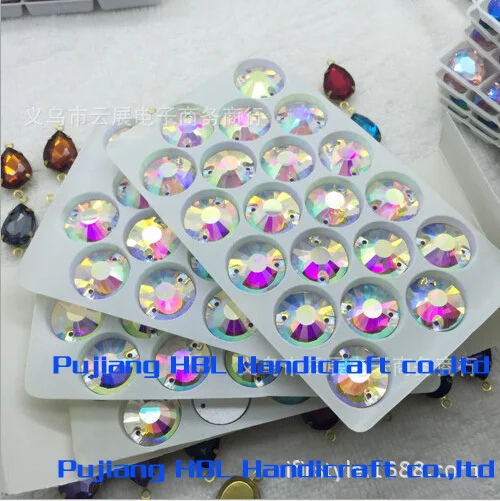 

8-18mm White AB Flatback Crystal 2 holes Sew On Buttons Sew On Fancy Stones DIY Garment Accessaries