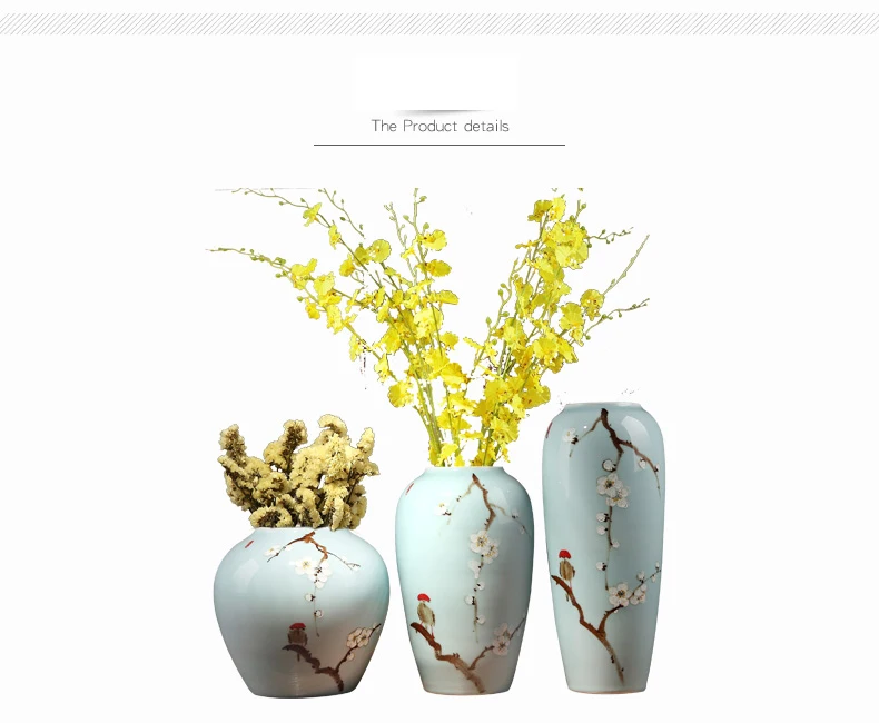 Цзиндэчжэнь креативный китайский стиль керамическая ваза для украшения интерьера ремесло декор гостиной гладкая поверхность современные изделия