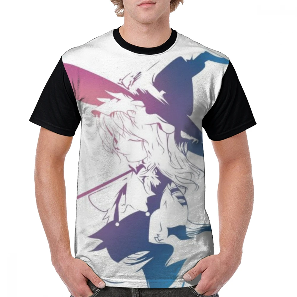 Touhou Project Shirt Marisa Kirisame футболка пляжная Полиэстеровая футболка с графическим принтом Милая Мужская футболка с коротким рукавом 5x - Цвет: Черный