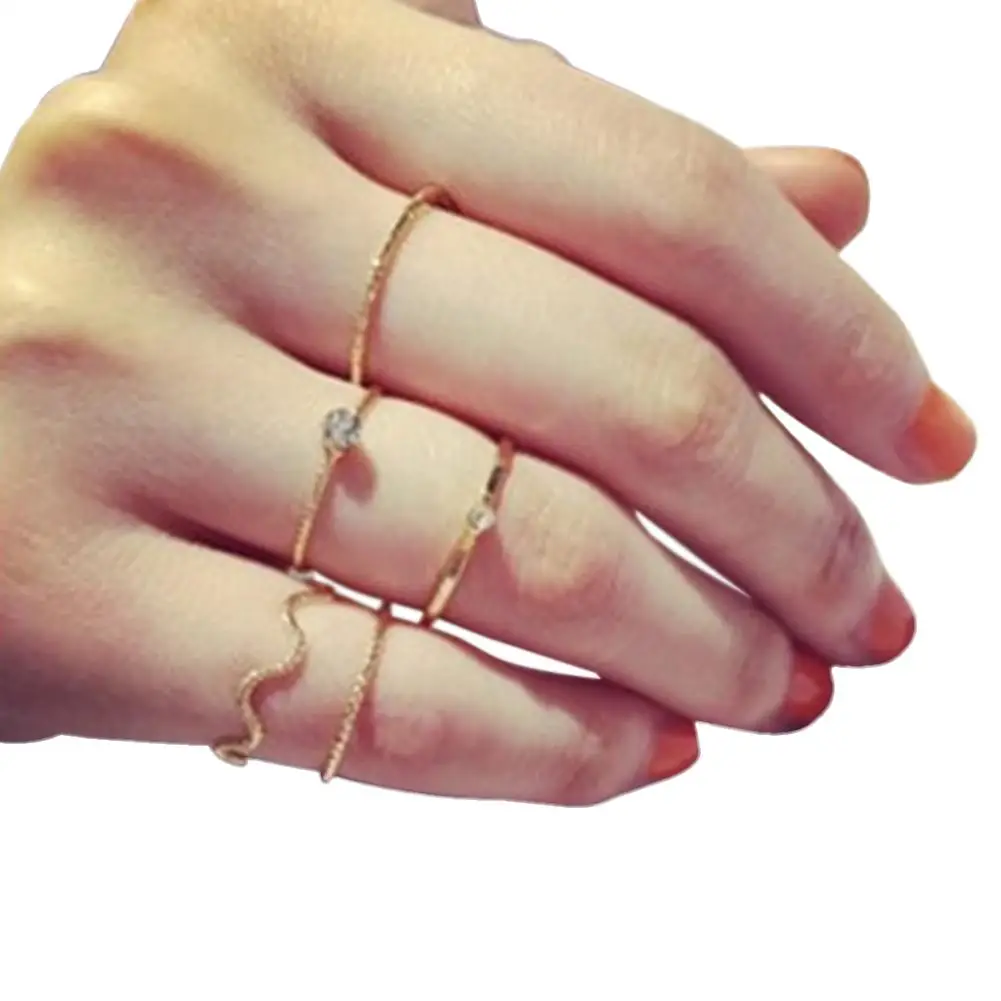 XIUFEN 5 Pcs/Set Women Fashion Elegant Ring Simple Casual Finger Rings