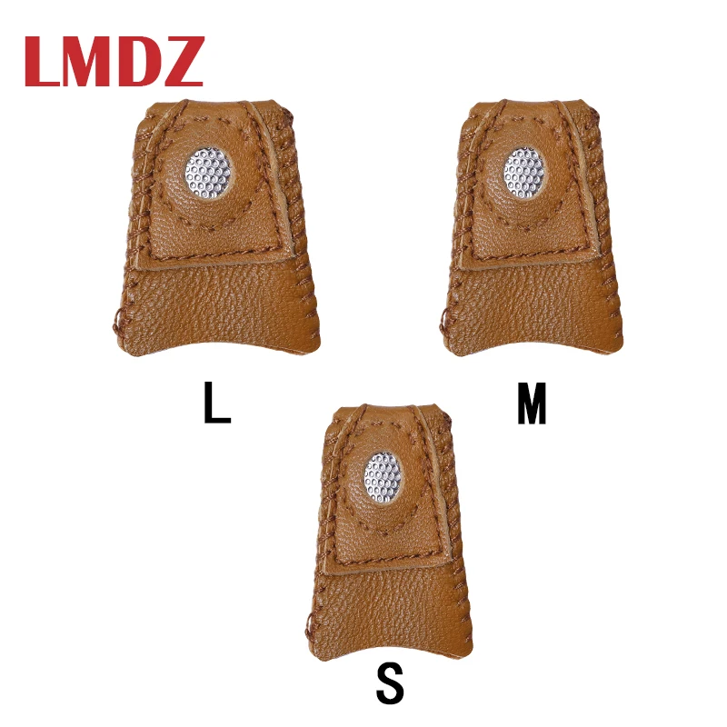 

LMDZ New Arrival Handmade Patchwork Faux Leather Thimble Finger Sets With Metal Tip DIY Sewing Tools Hand Needlework Accessory