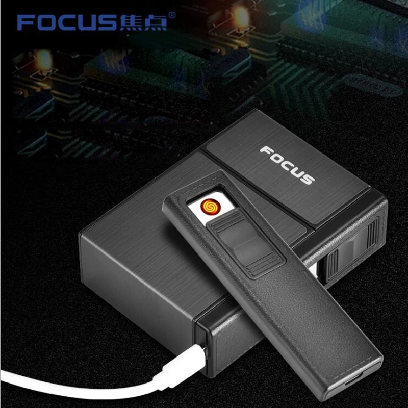 YH035A креативный модный 20 шт из нержавеющей стали портсигар с USB перезаряжаемой
