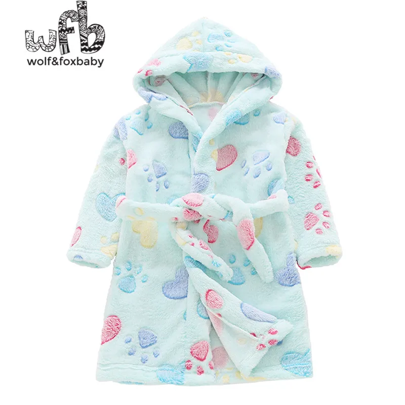 Розничная, хлопчатобумажная ткань для детей от 2 до 10 лет, Фланелевое домашнее платье, Детская домашняя одежда, ночная рубашка в комплекте с купальным халатом, Осень-зима