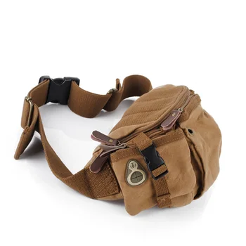 

New Men's Canvas Leather Waist Pocket Belt Bag Travel Shoulder Chest Bag for Male