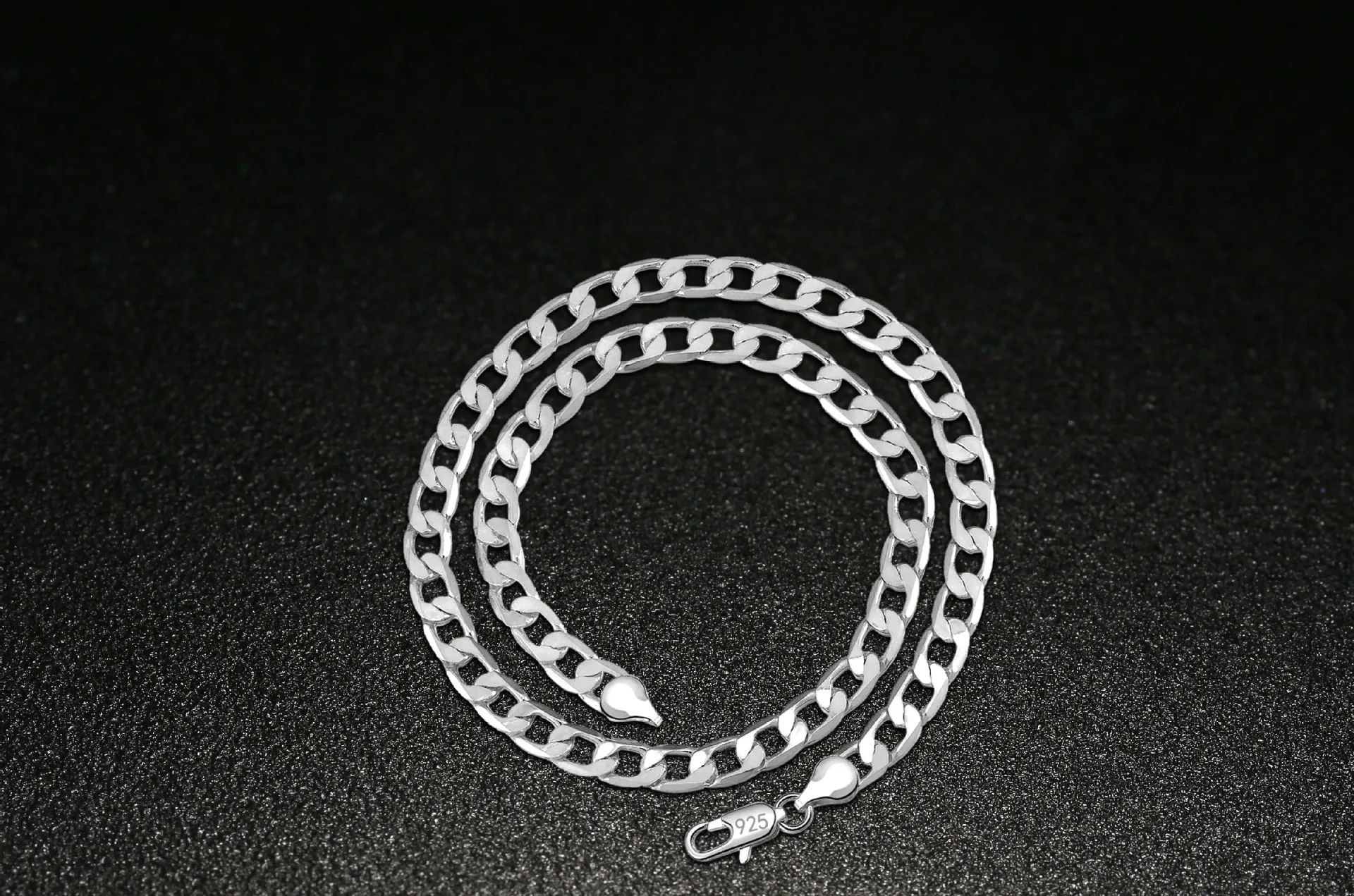 OMHXZJ индивидуальная мода унисекс праздничный свадебный подарок серебро 8 мм Фигаро Цепь 925 серебро цепь ожерелье NC196