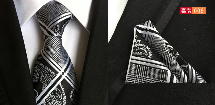 Пейсли мужской модный галстук-бабочка, комплект нагрудный платок Мужские галстуки бизнес тканый полиэстер шелковая полоса галстук носовой платок T006 - Цвет: T006