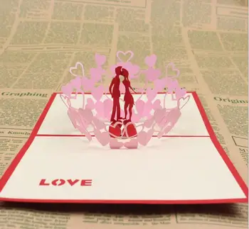 

10pcs Hollow Groom Kiss Bride Handmade Kirigami Origami 3D Pop UP Greeting Cards Invitation Postcard For Wedding Party Gift