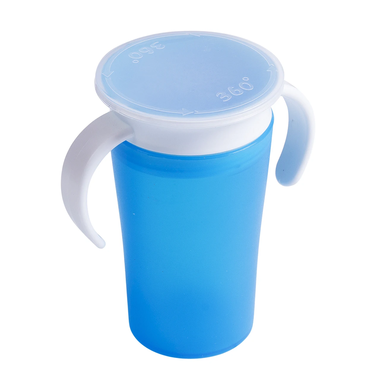 Детские тренировочные чудо-чашки с ручками 360 градусов напиток предотвращает протекание 260 мл - Цвет: Синий