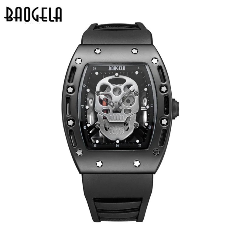 

BAOGELA Top Brand Luxury Skull Watch Men Fashion Skeleton Men's Watch Luminous Watches Clock erkek kol saati reloj hombre 2018