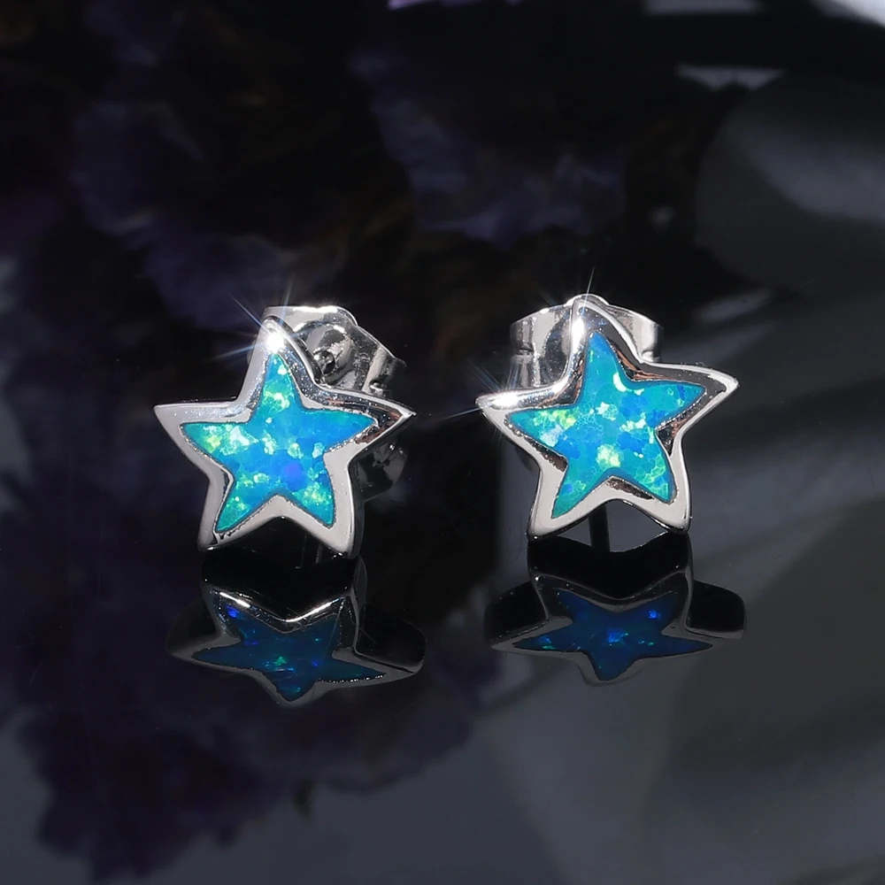 CiNily океан голубой огненный опал Морская звезда гвоздики посеребренные серьги морская звезда животные маленькие серьги милые ювелирные изделия подарок для девушки женщины
