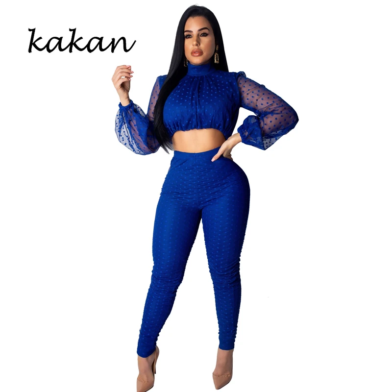 

Kakan 2019 summer new women's body tights two-piece perspective dot mesh tights white black jumpsuit