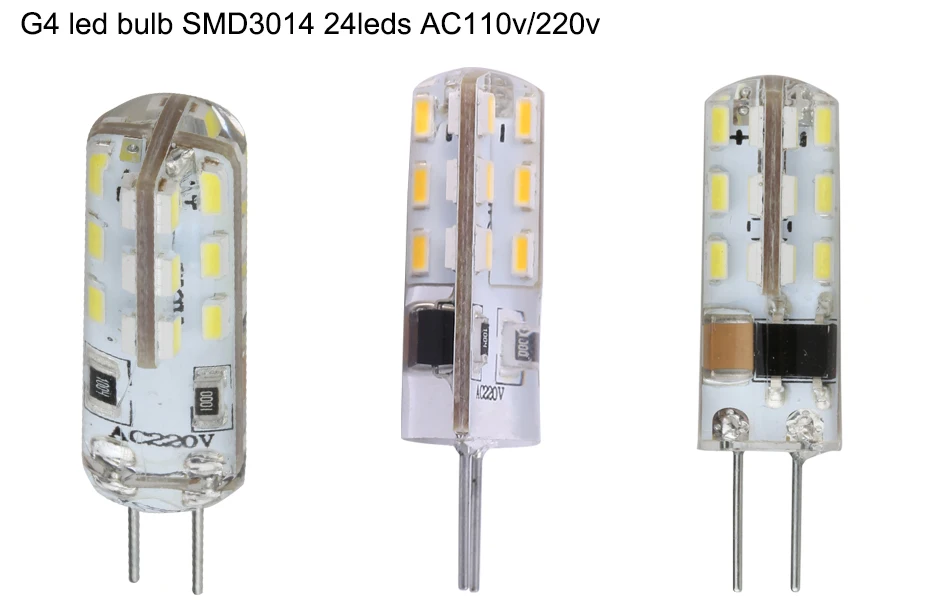 Ampoule 10x G4 Светодиодная лампа 1 Вт Мини Ac/DC12v светильник DC 12 вольт лампы Ac110v 220v smd3014 24 светодиода высокий яркий люстра светильник s