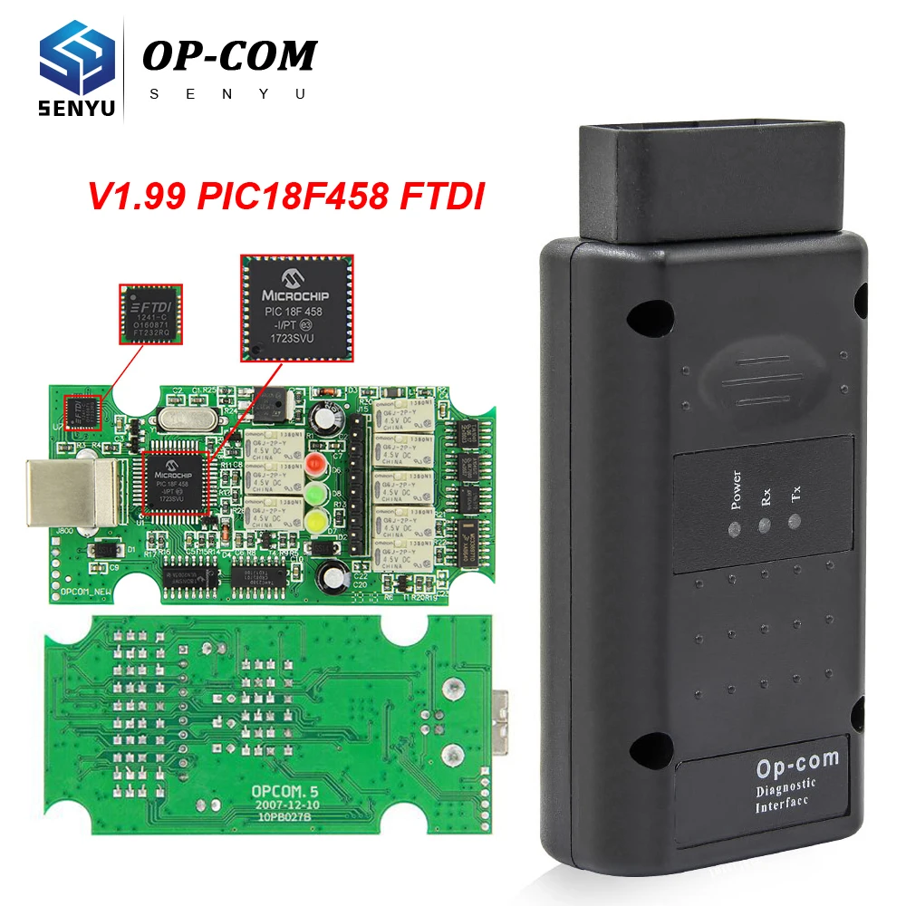 

For Opel OPCOM 1.99 PIC18F458 FTDI FT232RQ OBD OBD2 Scanner Automotivo CAN BUS Car Diagnostic Auto Tool OP COM 2014V For Opel