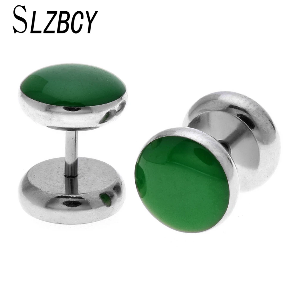 

SLZBCY Double Sided Stainless Steel Small Stud Earrings For Men Women Punk Barbell Round Screw Earring Ear Piercing Body Jewelry
