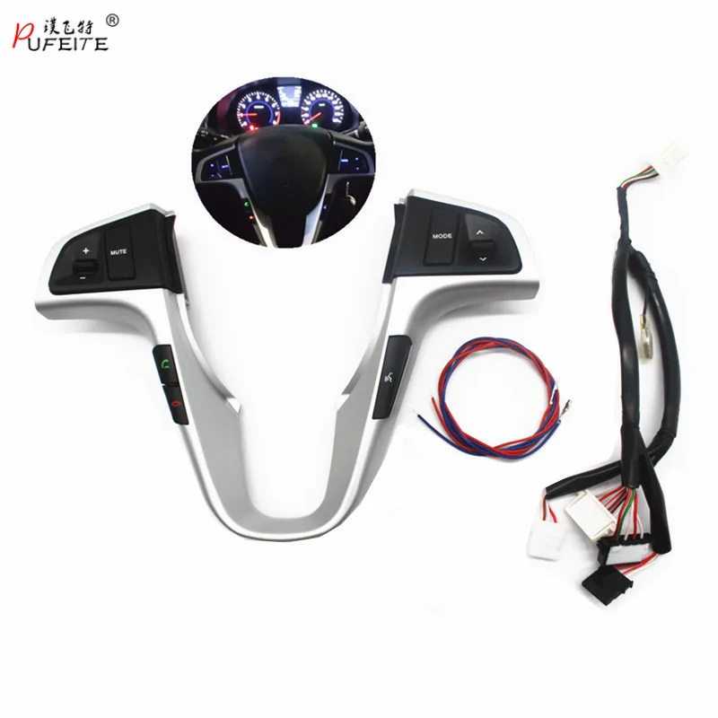 Botón de volante de PUFEITE para Hyundai VERNA SOLARIS volante de audio volumen interruptor de botón de control de música Botón de volante de PUFEITE para Hyundai VERNA SOLARIS volante de audio volumen interruptor de botón de control de música