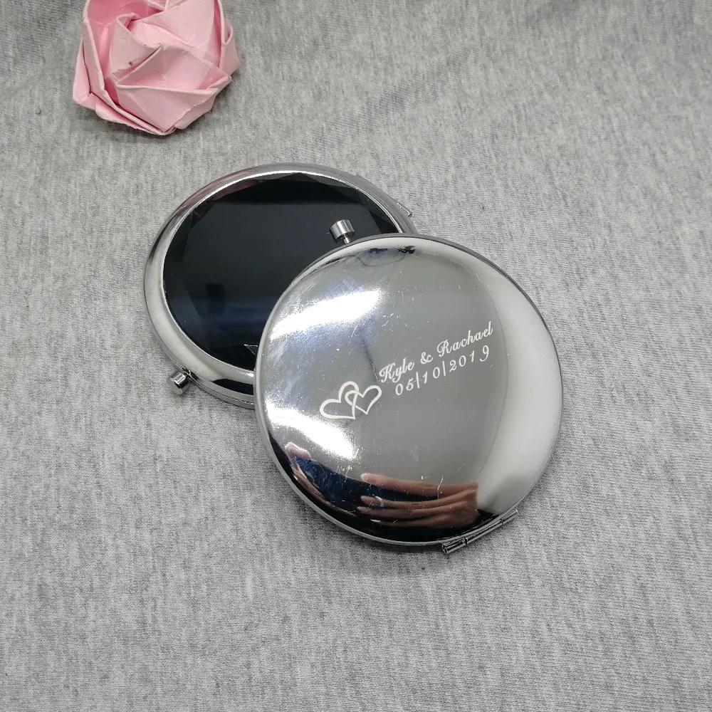 

Personalized Women Makeup Mirror 10pcs Folding Double-sided Steel Makeup Mirrors custom engrave free with your text/logo/image