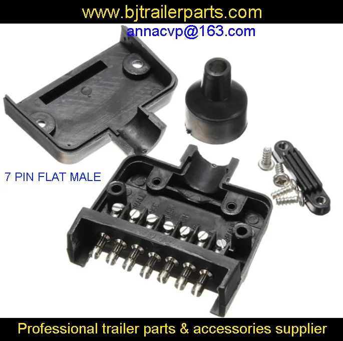 7 Pin Flat Male Trailer Plug Connector Socket for Auto Caravan RV Boat Truck